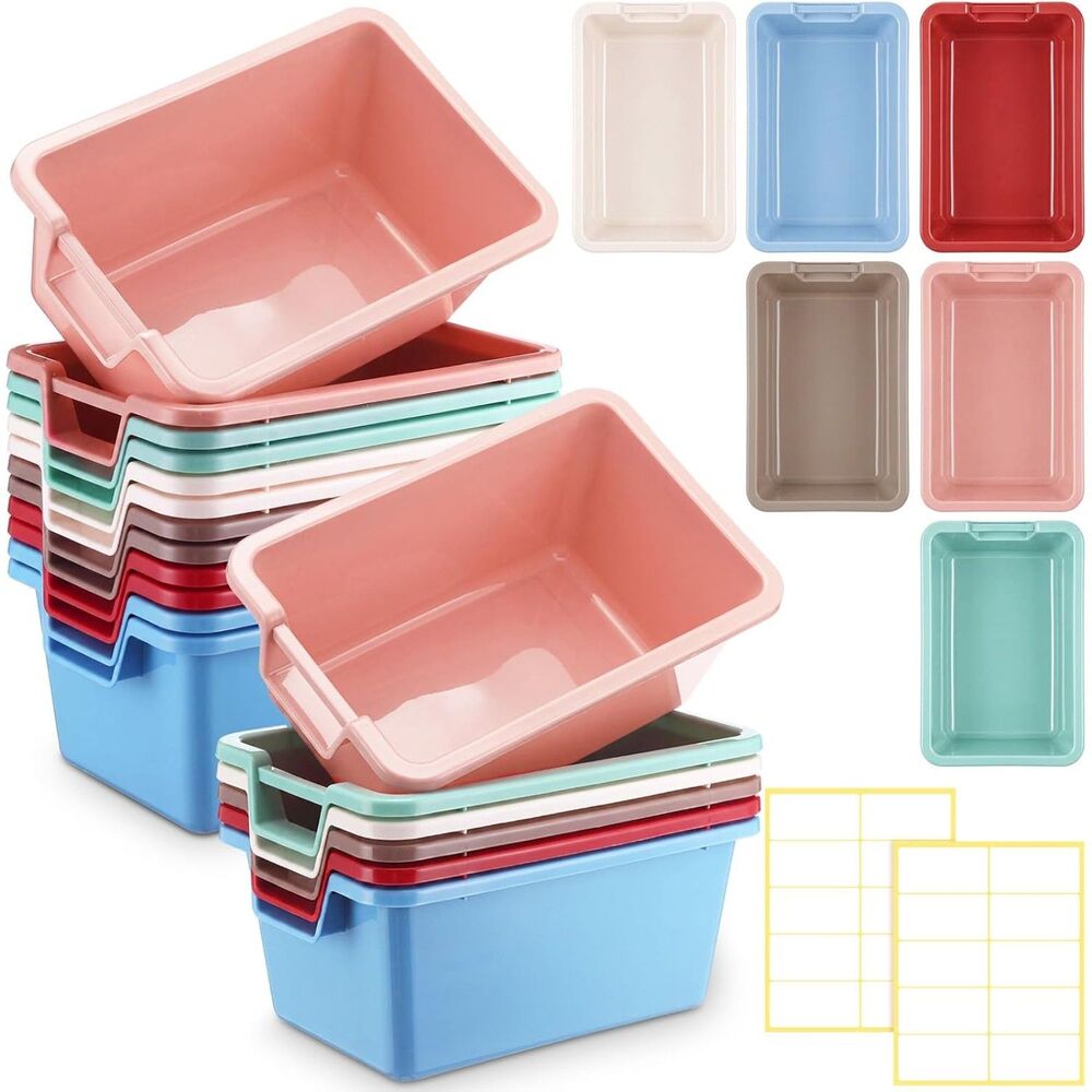 Thyle Plastic Cubby Bins with Labels